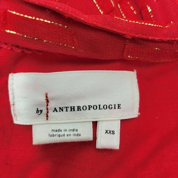 Anthropologie Women's Allene Shimmer Maxi Dress W/ Gold Metallic in Red Size XXS - Picture 14 of 14